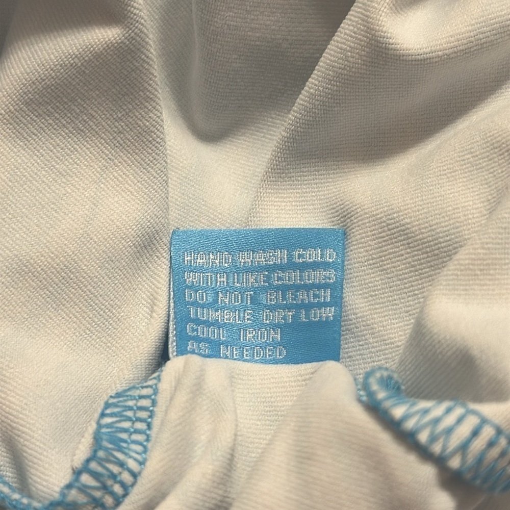 J. McLaughlin Womens Top Turquoise & White Print Catalina Cloth Sz Large Chic - Picture 5 of 5
